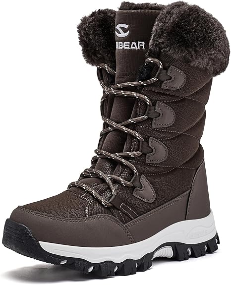 HOBIBEAR Damen Schneestiefel dunkelbraun