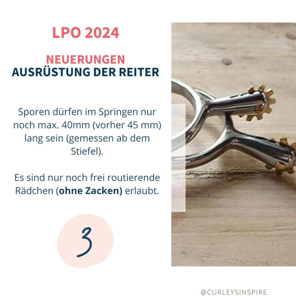 Neue LPO 2024. Neuerungen Reiter. Sporen im Springen 