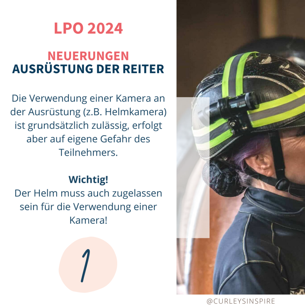 Neue LPO 2024. Neuerungen Reiter. Helmkamera erlaubt